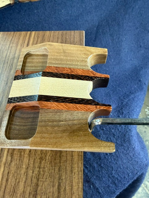 3 Place Pool Cue Claw w/ Walnut, Wenge, Brazilian Cherry and Maple With Bevel Top Design and chalk holder