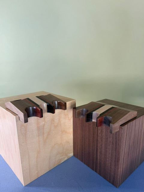 3 Place Pool Cue Claw w/ Walnut, Wenge, Brazilian Cherry and Maple With Bevel Top Design and chalk holder