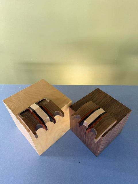 3 Place Pool Cue Claw w/ Walnut, Wenge, Brazilian Cherry and Maple With Bevel Top Design and chalk holder
