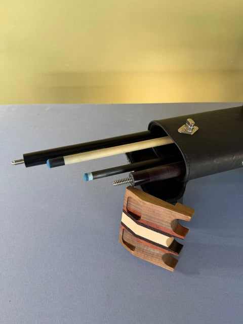 3 Place Pool Cue Claw w/ Walnut, Wenge, Brazilian Cherry and Maple With Bevel Top Design and chalk holder
