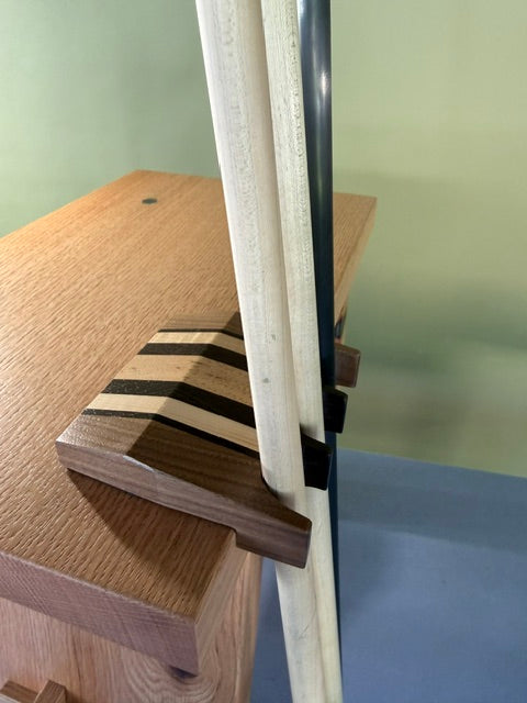 3 Place Hardwood Pool Cue Claw w/ Walnut, Wenge, Hickory and Maple With Bevel Top Design