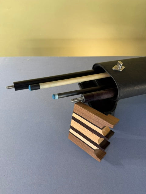 Pool Cue Claw with multiple different wood species handcrafted by Midwestern woodworker, Scott Blackett. 